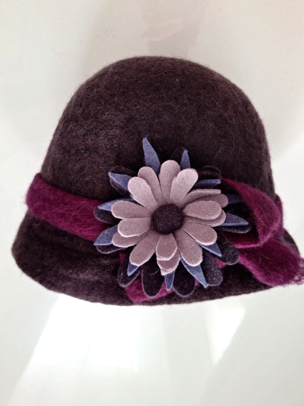 Handmade Purple Felt Cloche Hat